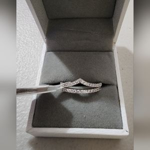 2 Real S925 Sterling Silver band Rings V+round rings